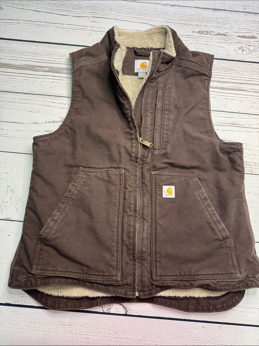 Carhartt Brown Womens Sherpa-Lined Vest Size M (8/10)